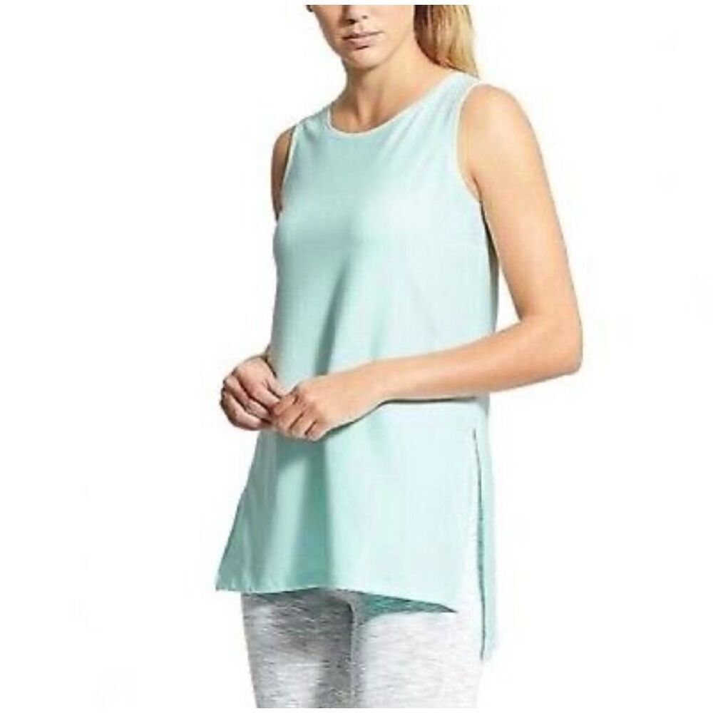 ATHLETA Side Split Tank Top Workout Blue Tint‎ M